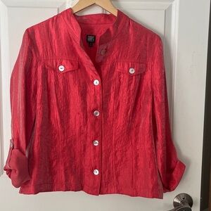 Like New Gumps Peach iridescent button down lightweight blouse sz medium